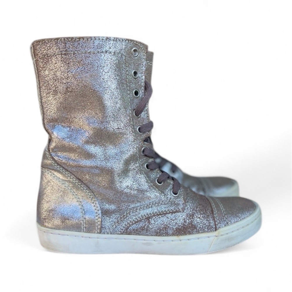 Steve Madden Resolvve Sneaker Boots silver Sparkle Jazzy Size 7.5